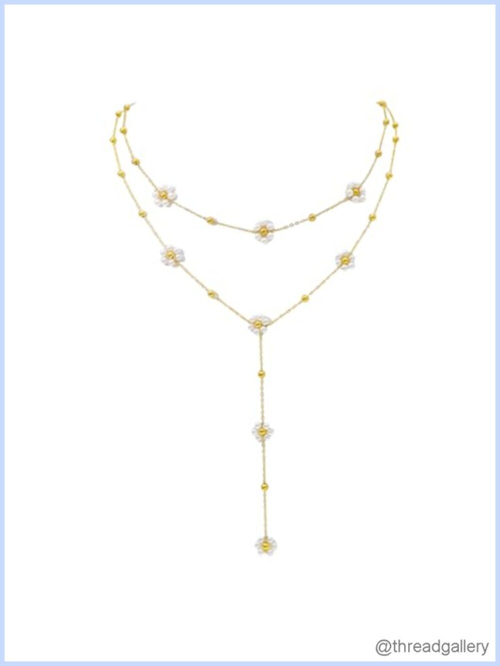 Gold-Tone Faux Pearl Layered Necklace Set Daisy Choker Earrings Bracelet